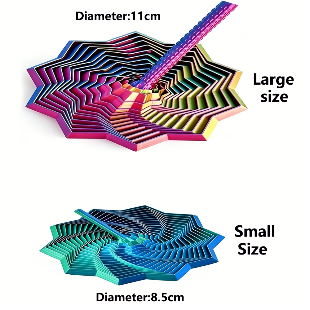 1Pc Random Color 3D-Printed Star Fidget Spinner - 2-Size Gradient Rotating Polygons, Expandable Sensory Desktop Decor & Stress