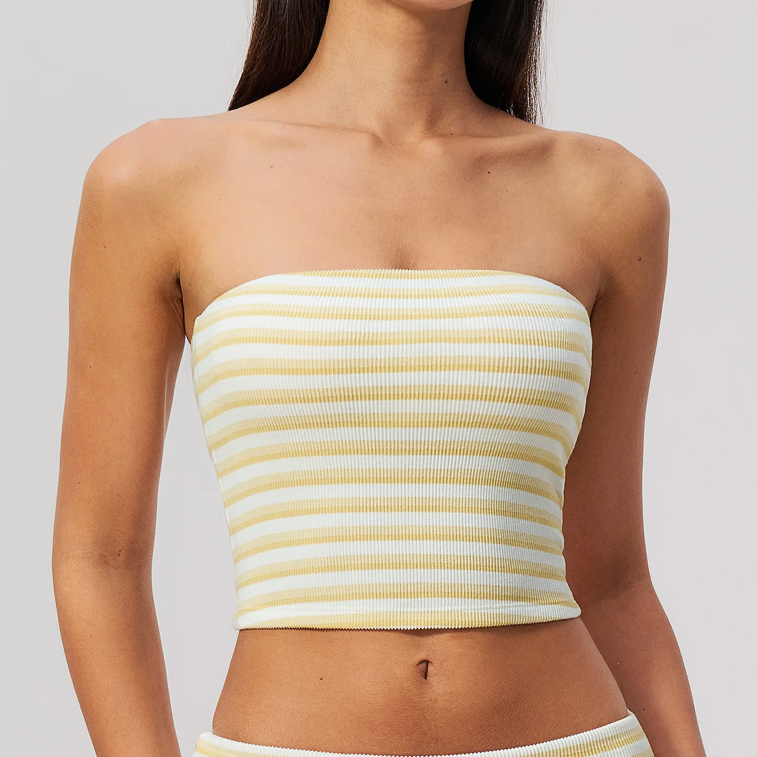 Neues nahtloses, trägerloses,  – Seamless Ribbed Workout Tank Top Bewertung und Preis