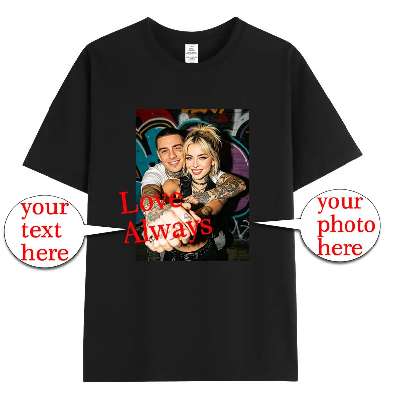 POD Custom Men's Cotton T-shirt Personalized Your Design Here Text T Shirts Women Men Add Your Own Design DIY T Shirts Pet