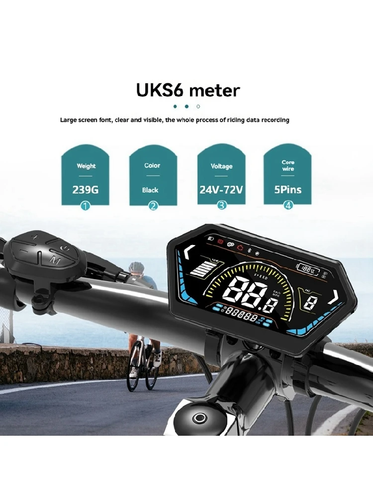 AliExpress UKS6 Electric Scooter LCD Meter 24V-72V Color Screen E-Bike New Arrivals rd SM 5PIN