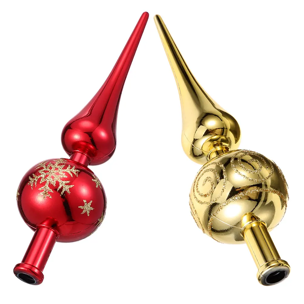 

2Pcs Tree Top Star Ornament Glittered 3D Shaped Christmas Treetop Finial Decor for Office Home Festive Xmas Treetop