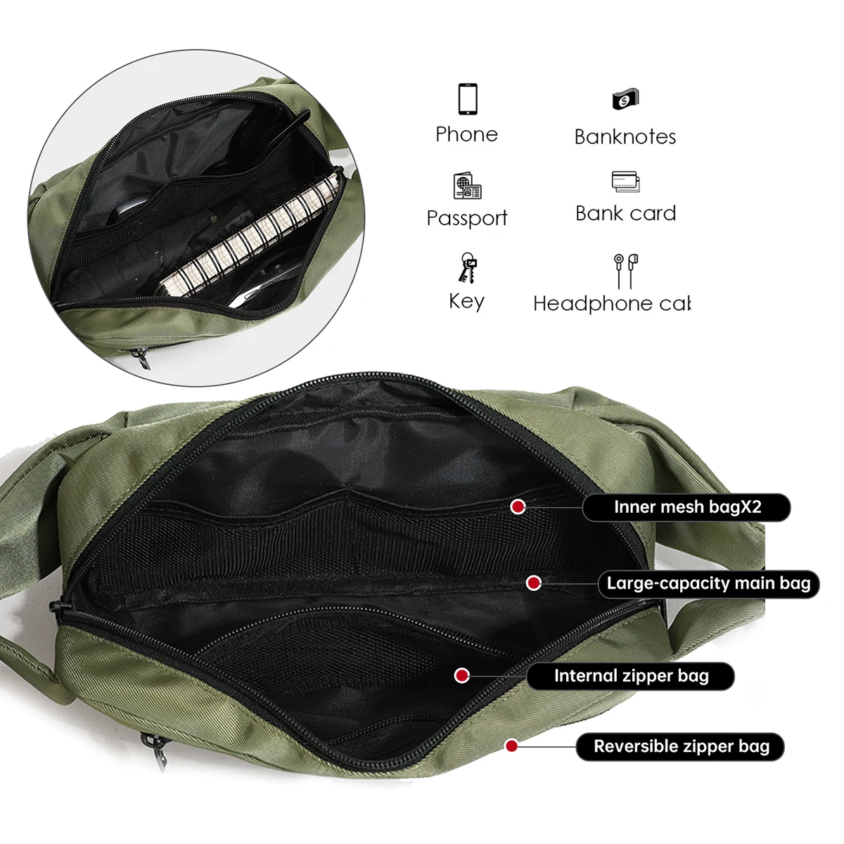 2026 Neue Herren-Brusttasche, Tragbare Handytasche, Umhängetasche, Leichte Mini-Freizeit-Sport-Outdoor-Kleiner-Rucksack für Damen, Studenten – Detail 5