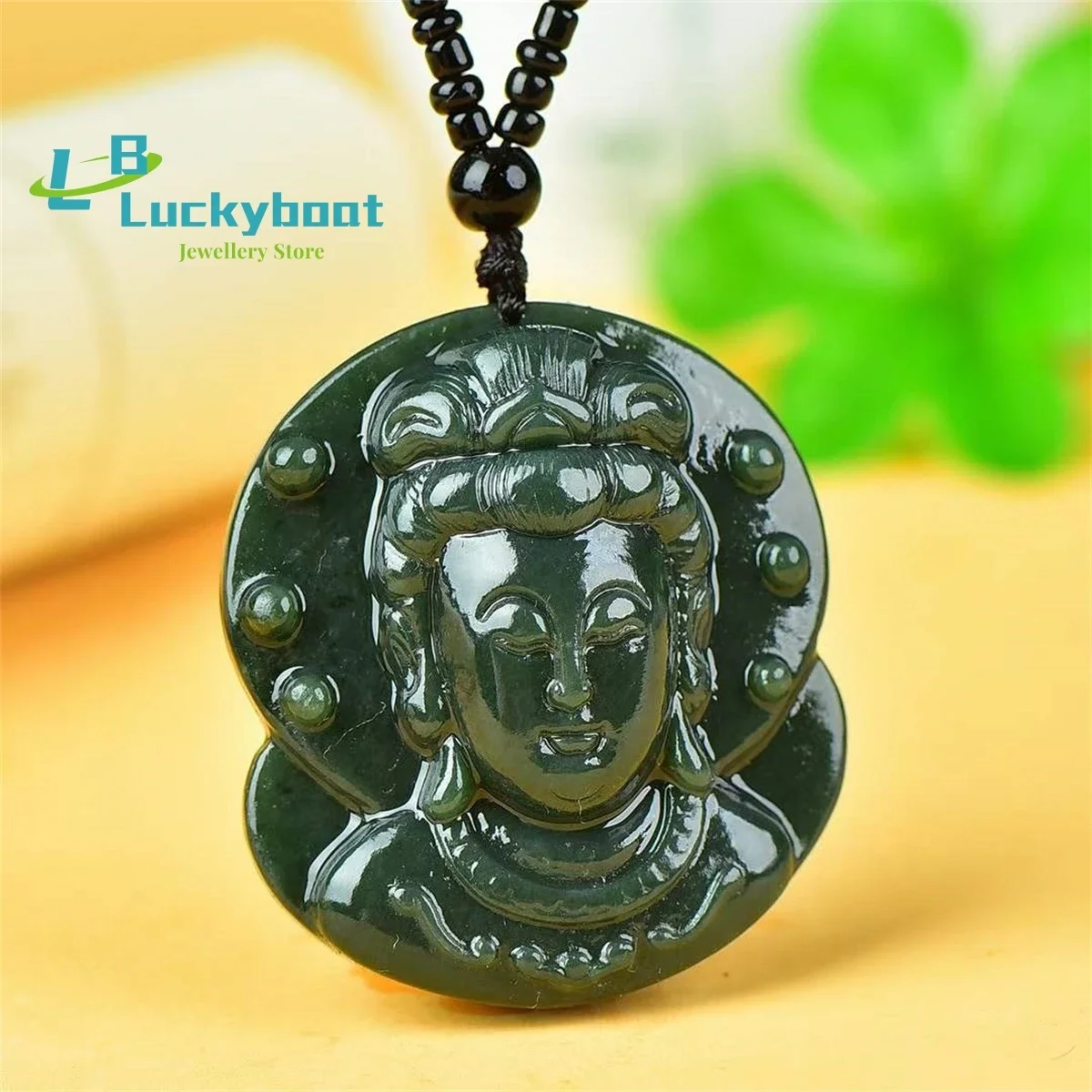 

Натуральный кулон с головой Hetian Qingyu Guanyin, простой и персонализированный, изысканный, модный, универсальный для мужчин и женщин