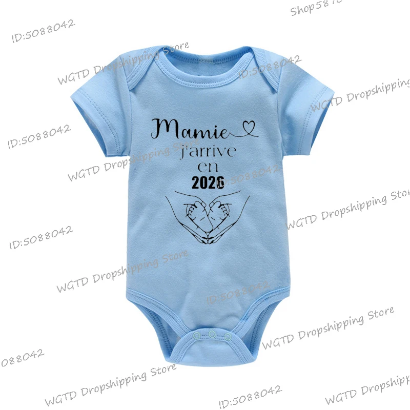 مامي J'ARRIVE EN 2026 الطفل ارتداءها الكرتون جمبسوت من القطن للبنين بنات قصيرة الأكمام الوليد ملابس مريحة ملابس أطفال #5