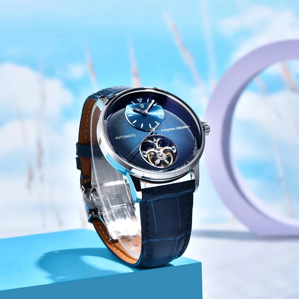 ساعة PAGANI DESIGN PD-1796 للرجال مع عجلة توازن أوتوماتيكية ميكانيكية من الفولاذ المقاوم للصدأ للرجال، طراز العمل