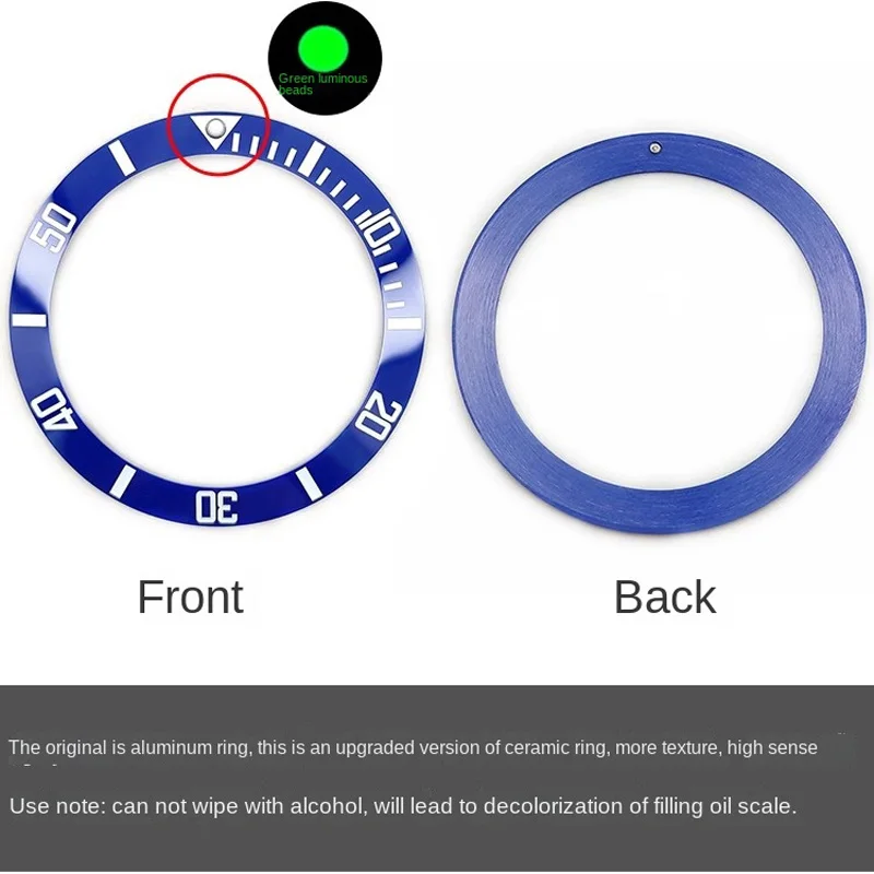 Sloping Ceramic Ring For Casio MDV-106 Swordfish Green Luminous pip at 12 Ceramic Bezel Black Blue Replacement Of Watch part