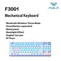 AULA F3001 Mechanical Keyboard Bluetooth Wireless Three Mode Metal Panel  Injection Molding Cool Backlight Effect 87Key