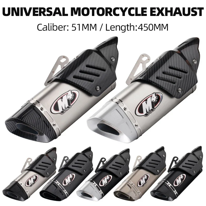 

51MM Universal Motorcycle M4 ak Exhaust Muffler Escape for R3R6R25 NINJIA300 400 Z900 CBR300 ZX6RZX10R MT09 SMAX155 K6K7K8 ETC