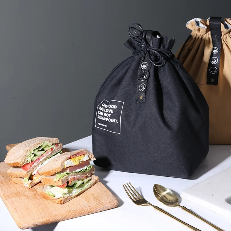 Leinwand Mittagessen Tasche Bento Box Handtasche Outdoor Tragbare Picknick Abendessen Container Schule Frisch Halten Lebensmittel Lagerung Tote Zubehör – Detail 4