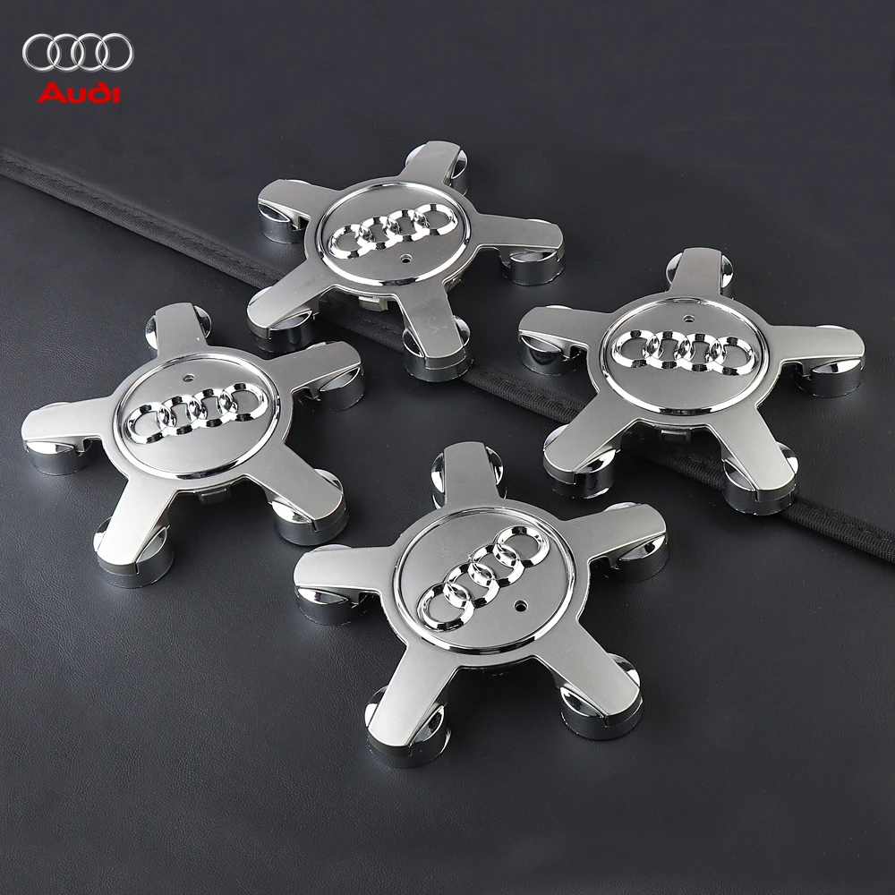 4PCS Car Five Claws Wheel Center Cap Hub Covers Auto Emblem Decoration Accessories For AUDI A4 B8 B6 B9 B7 A3 8P 8V 8L A6 C7 C6