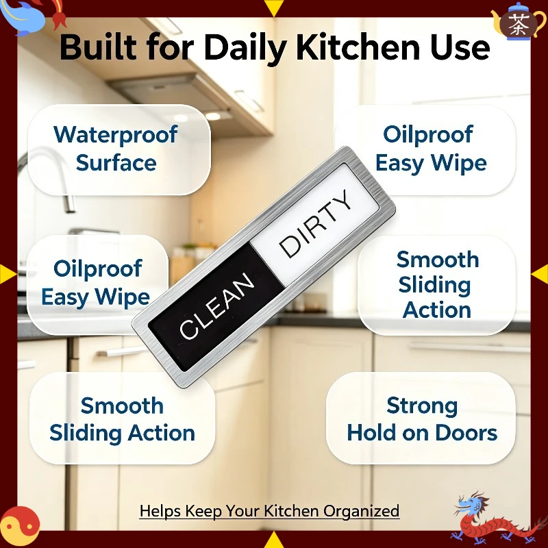 Dishwasher Clean Dirty Sliding Magnet Indicator Waterproof Self Adhesive Kitchen Cabinet Door Status Sign Home Storage Gadget