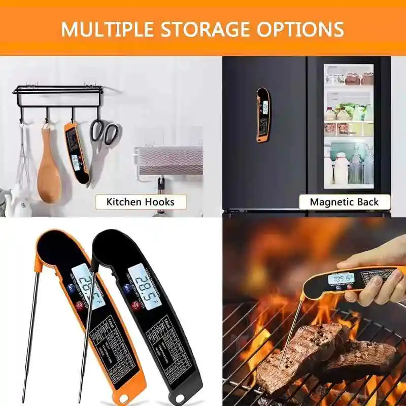 ميزان حرارة اللحوم الرقمي المنزلي، ميزان حرارة الطعام القابل للطي للحوم/المياه/الحليب/القلي/الشواء، درجة حرارة فرن المطبخ،termometro cocina