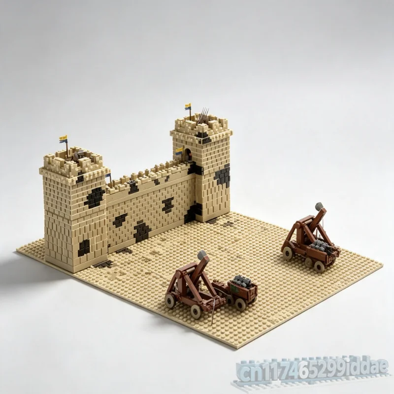 7513PCS Medieval Castle Siege Scene Historic Fortress Building Blocks MOC Custom DIY Assembly Creative Architecture Model Gift