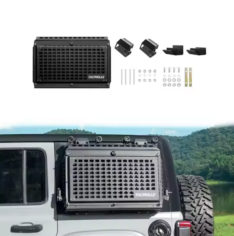 Off Road Aluminum Multifunctional Storage Box With Folding Table For Jeep Wrangler JL Exterior Accessories