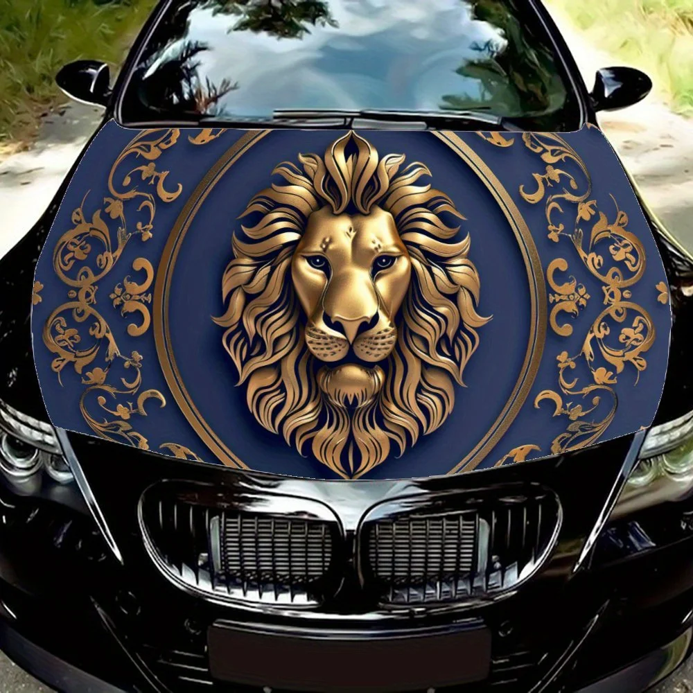 

Gorgeous Golden Lion Head Car Hood Decal Sticker, Durable Car Vinyl Wraps Suitable for Most Vehicles, Car Engine Hood Protective