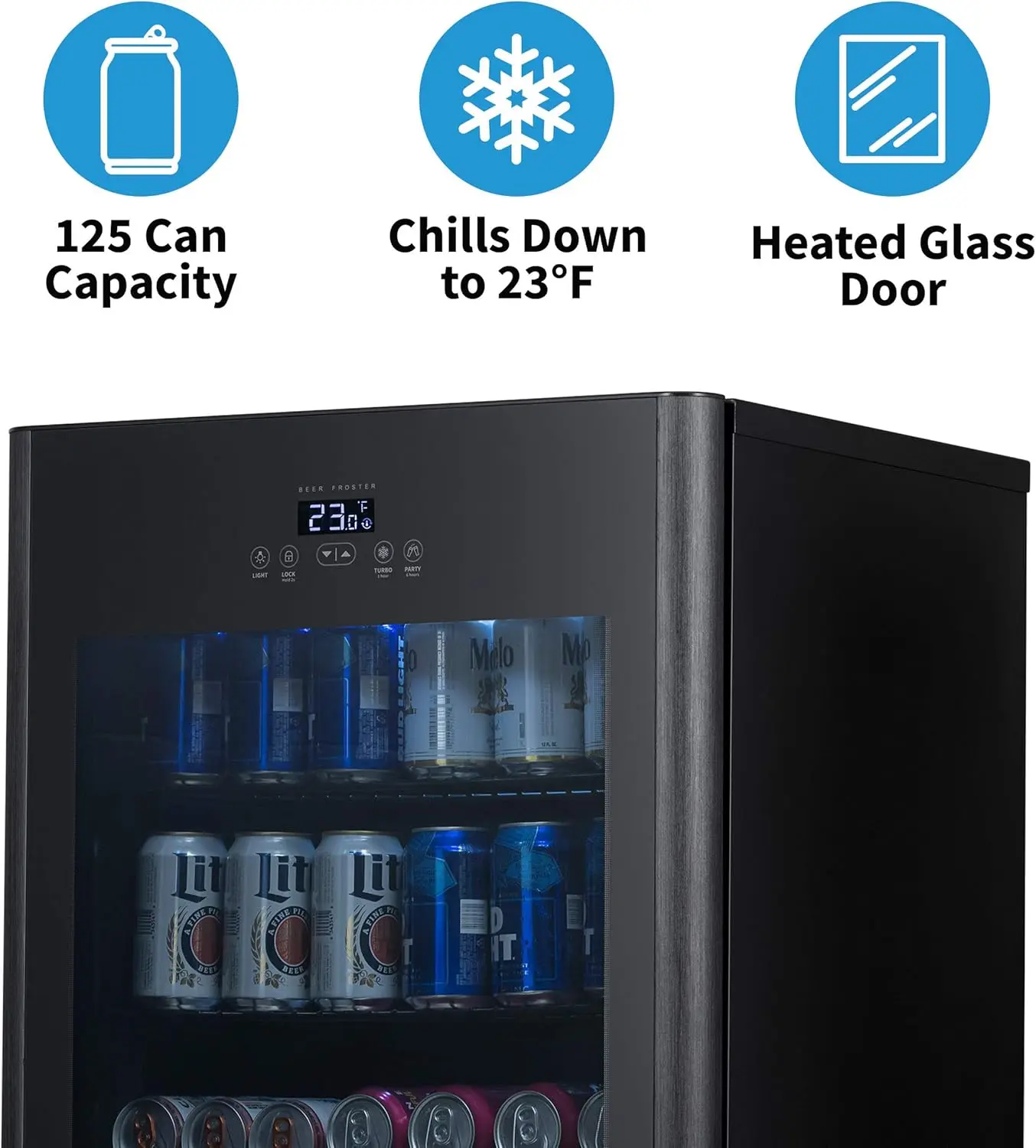 125 Can Beer Froster, Mini Fridge, Small Drink Dispenser Machine, Freestanding Beer Freezer, Refrigerator and Cooler