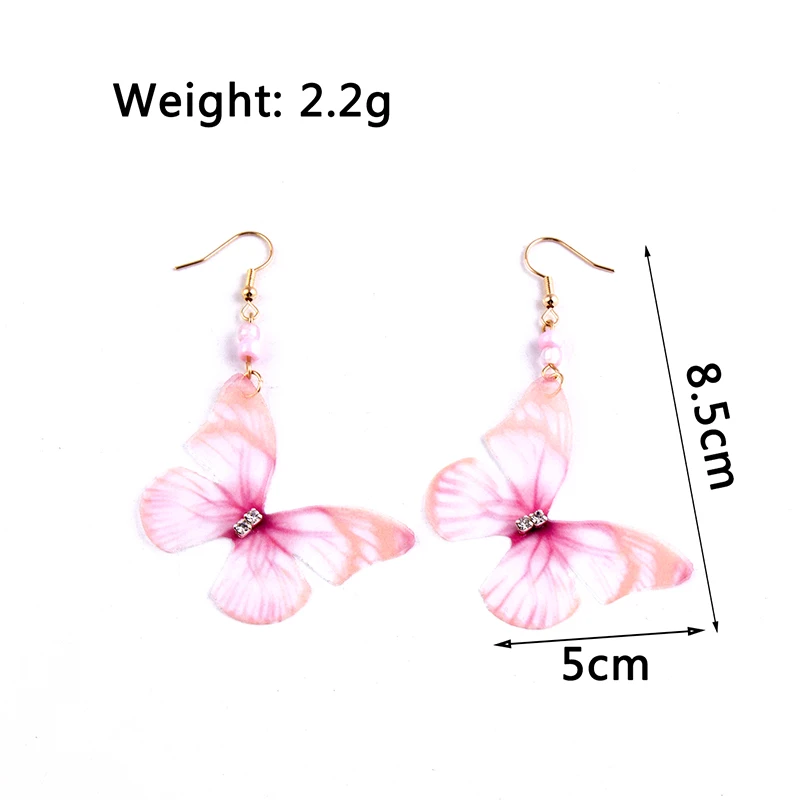 Aihua Colorful Huggies Big Butterfly Earrings Crystal Beautiful Animals Dangle Earrings for Women Spring Summer Trip Jewelry