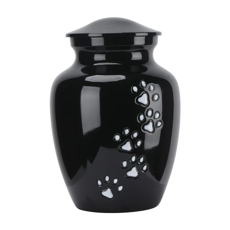 Metal Pet Urn with Paw Print Lid Cat Dog Cremation Ashes Memorial Keepsake Container for Pet Funeral