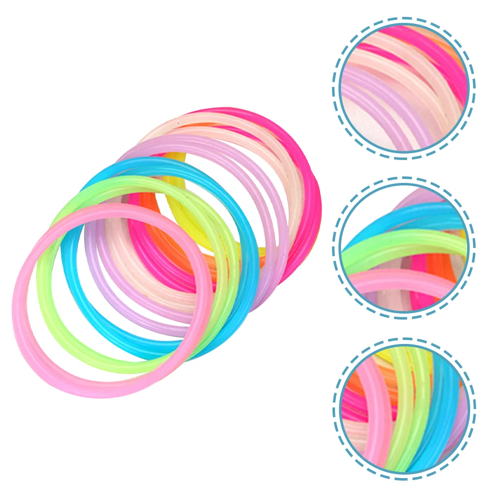 50 Pcs Silicone Bracelet Glow in The Dark Bracelets Neon Hair Accessories Jelly 90s 80s Silica Gel Miss