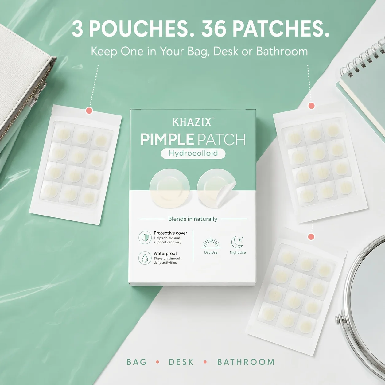 12/36PCS pimple patch,invisible blemish covering patches, water-resistant,applicable to all skin types