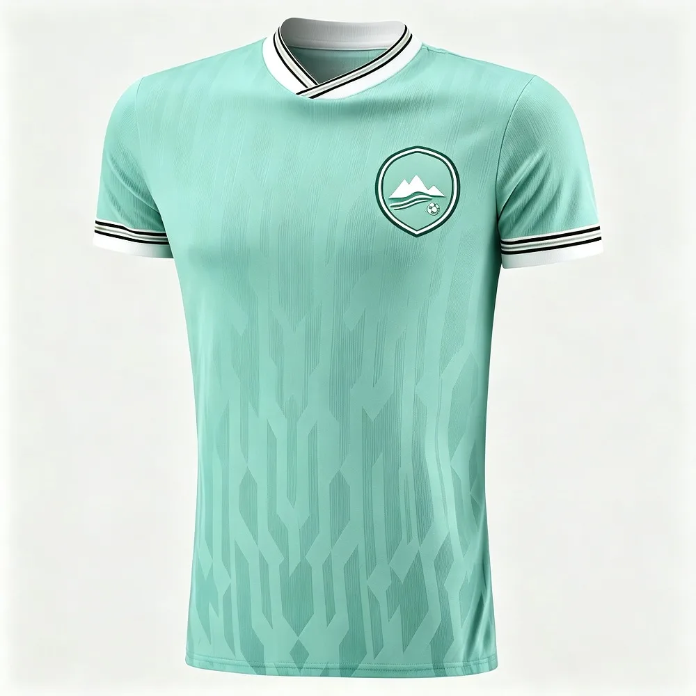 2026 Mint Green 3D Geometric Texture Men T‑Shirt V‑Neck Short Sleeve Sport Jersey Soccer Training Casual Top