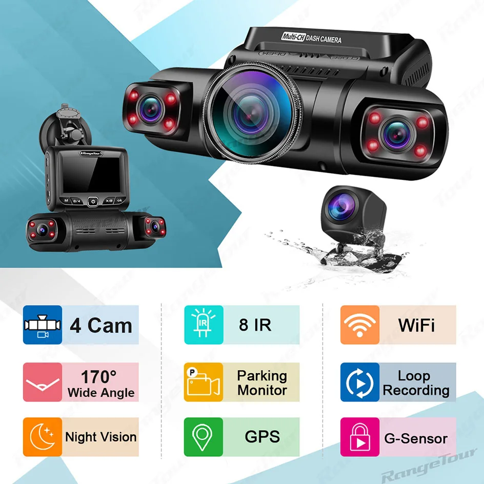 Dashcam Doppia Telecamera Auto 1080P Con Scheda SD 32GB Inclusa – Visione Notturna WDR, Obiettivo 170°+150°, G-Sensor, Registrazione In Loop, Sensore Parcheggio - 3