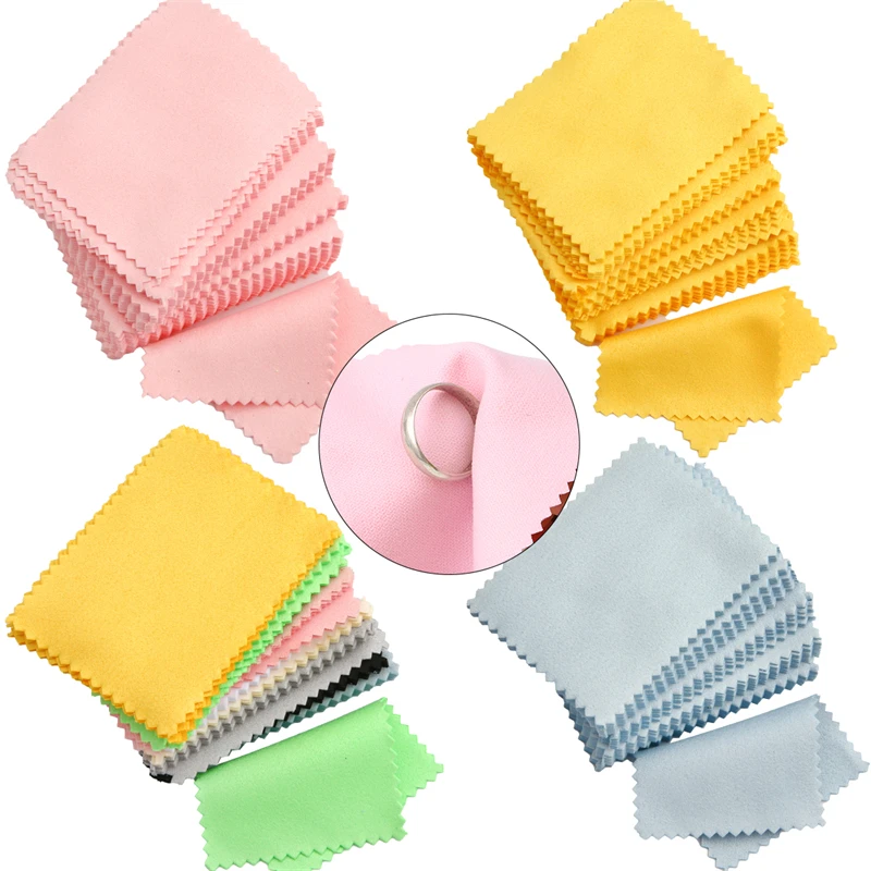40pcs Silver Polish Polishing Cloth Jewelry Cleaning Anti Tarnish Reusable Small Soft Wiping Cloth Keep Jewelry Shining Tools