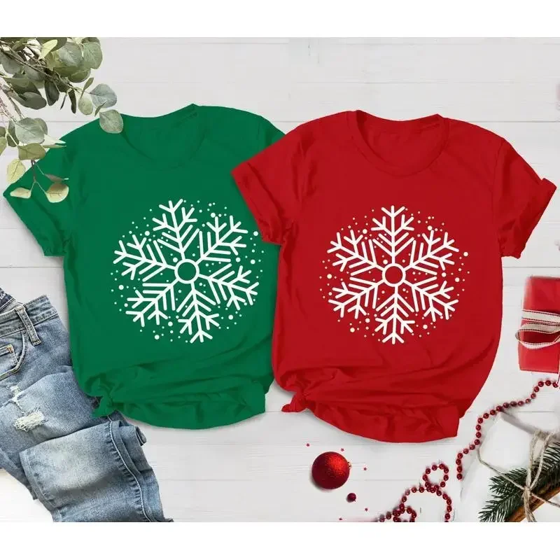 Snow Flake Christmas T Shirt Party Womens Holiday Funny Gift