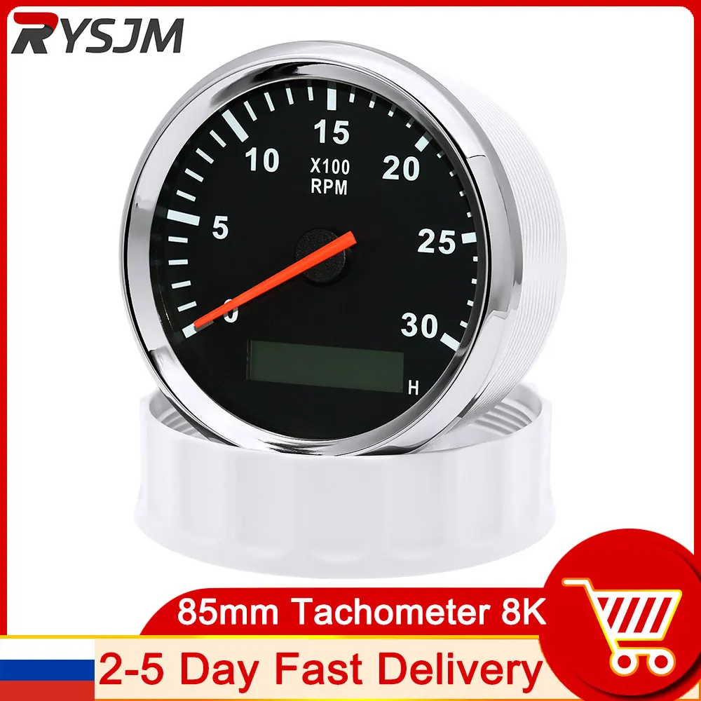 

85mm Tachometer 3000RPM Truck Car Boat Gasoline Diesel Engine Tacho Tacho Meter RPM Gauge Red backlight From Russian warehouse
