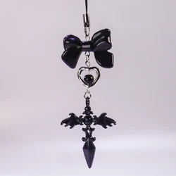 Y2K Phone Charm Strap Dark Gothic Angel Cross Pendant Cellphone Lanyard Sweet Cool Girl Keychain for IPhone Keycord