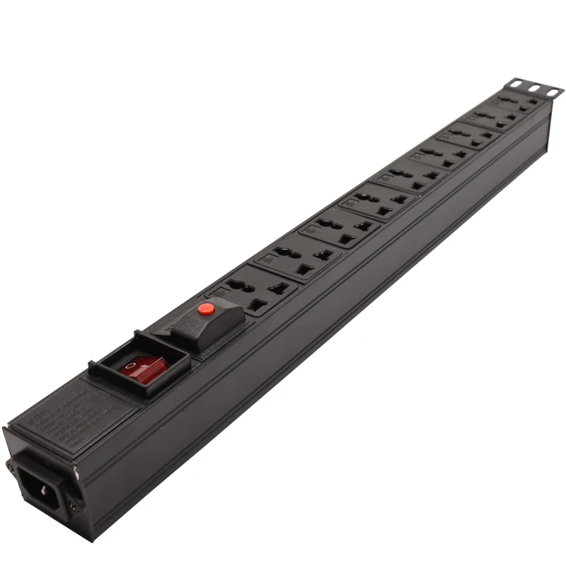 

3500W 10A overload protection LED switch Aluminum 9 AC Universal Outlets Power Strip C13 Transfer interface Adapter PDU