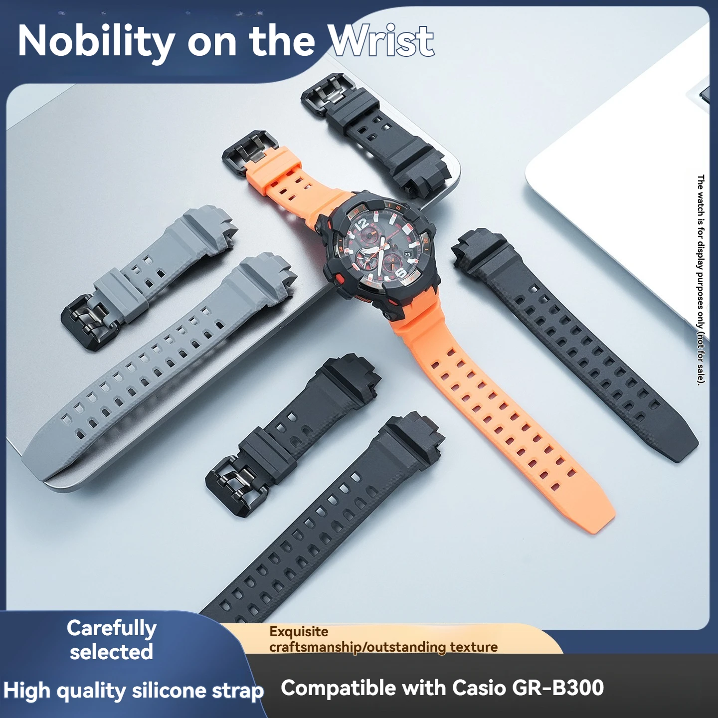 GR-B300 Watch Band Replacement Soft  Rubber Strap for Casio G-SHOCK Aviation Series Durable Sport Bracelet Watch Accessories