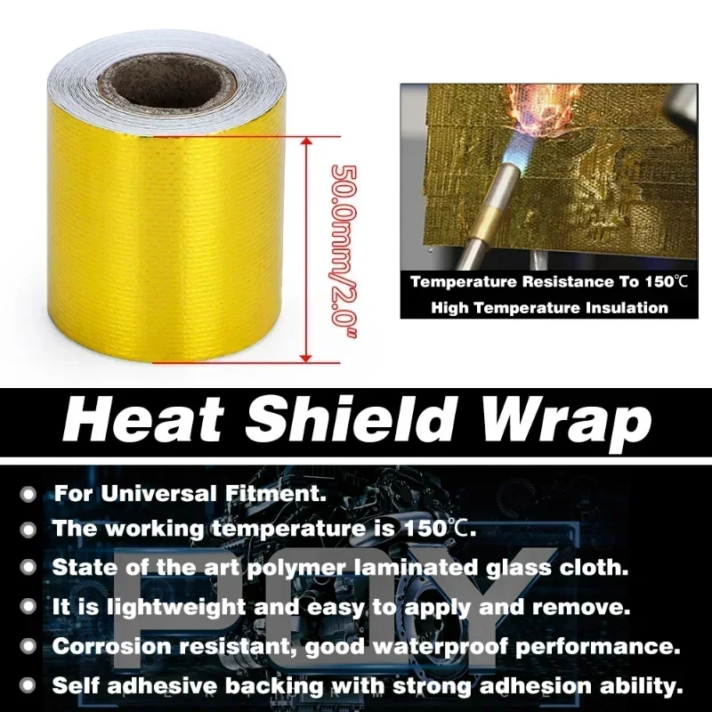 5m Gold Car Motorcycle Exhaust Wrap Pipe Header Heat Insulation Roll Tape Turbo Heat Exhaust Thermal Wrap Tape