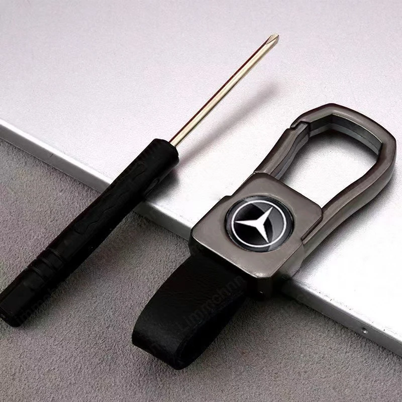 

Metal And Leather Car Logo Key Chain For Mercedes Benz AMG W211 W210 W213 W203 W205 W211 W204 W203 Car Emblem Keyring Accessorie