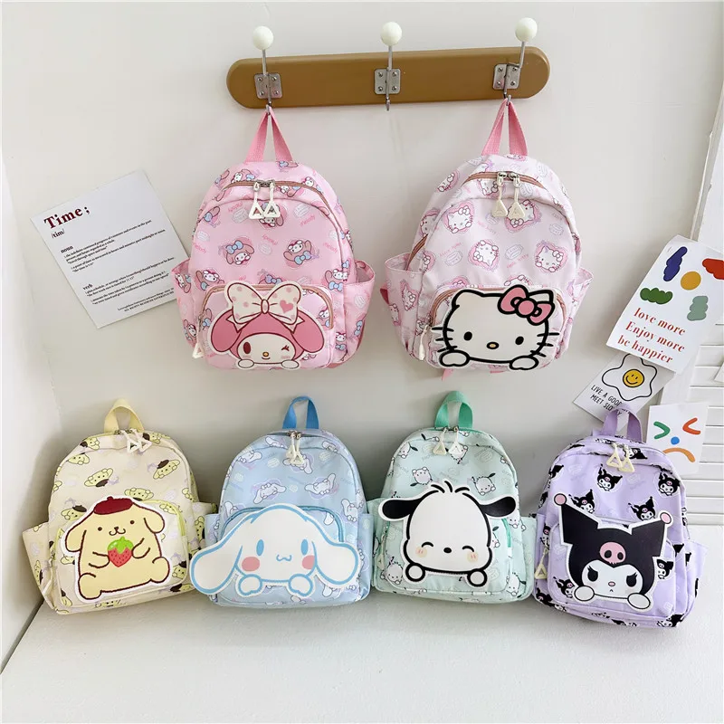 Anime Cartoon Kuromi Melody Cinnamoroll Backpack Boys Girls Cartoon Hello Kitty Kawaii Canvas Fashion Children\'s Schoolbag