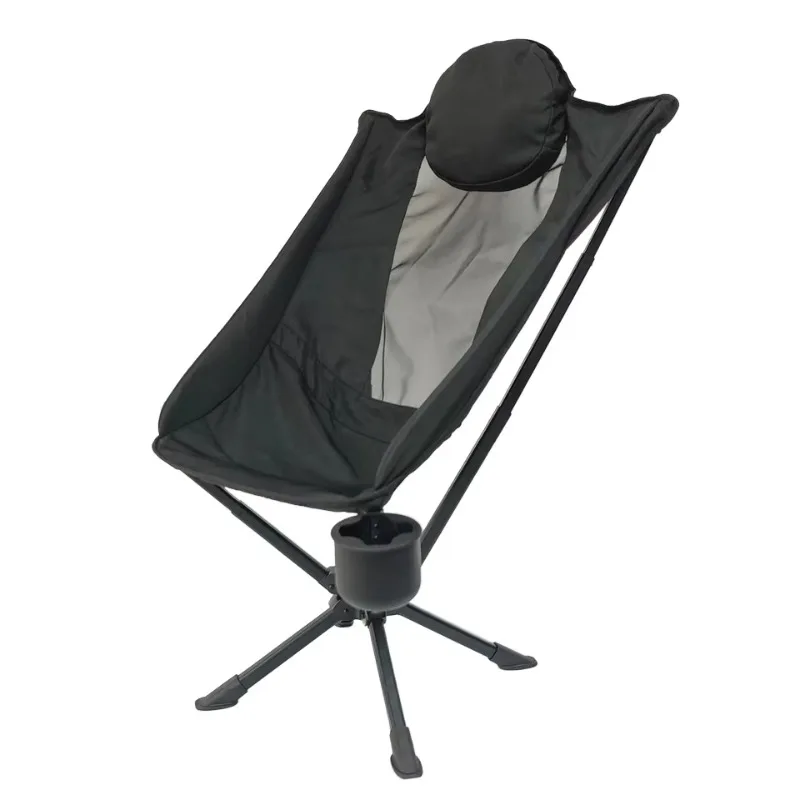 

High Back Swivel Folding Chair Outdoor Camping Aluminum Modern Design with Silicone Cup Holder and Beach Pillows