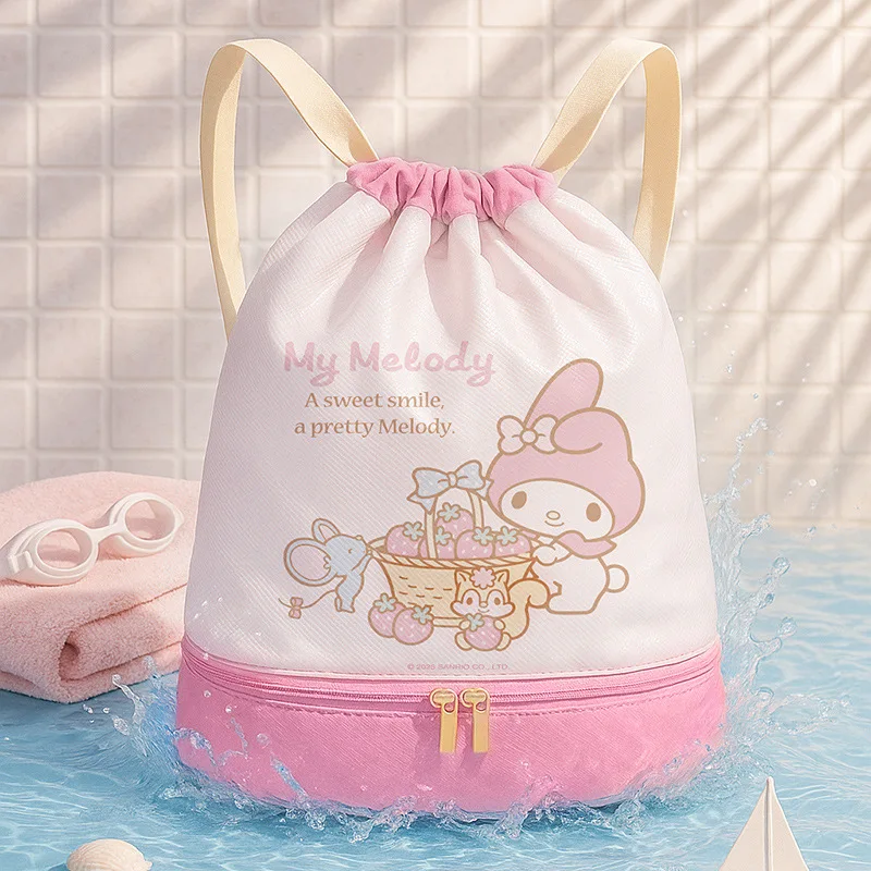 Sanrio saco de natação de armazenamento periférico para meninos e meninas grande capacidade ao ar livre saco à prova dwaterproof água mochila esportes saco especial