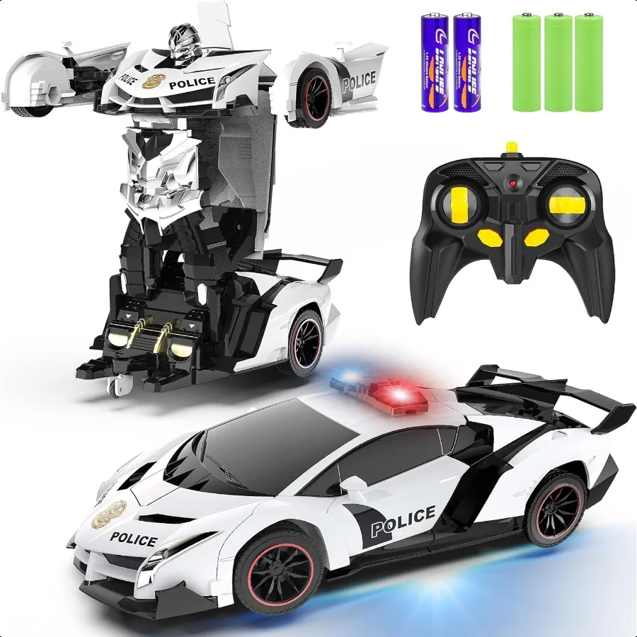 

FDJ Remote Control Car Transform Toys Car Robot One Button Deformation to Robot with Flashing Light 2.4Ghz 1:18 Scale Transform