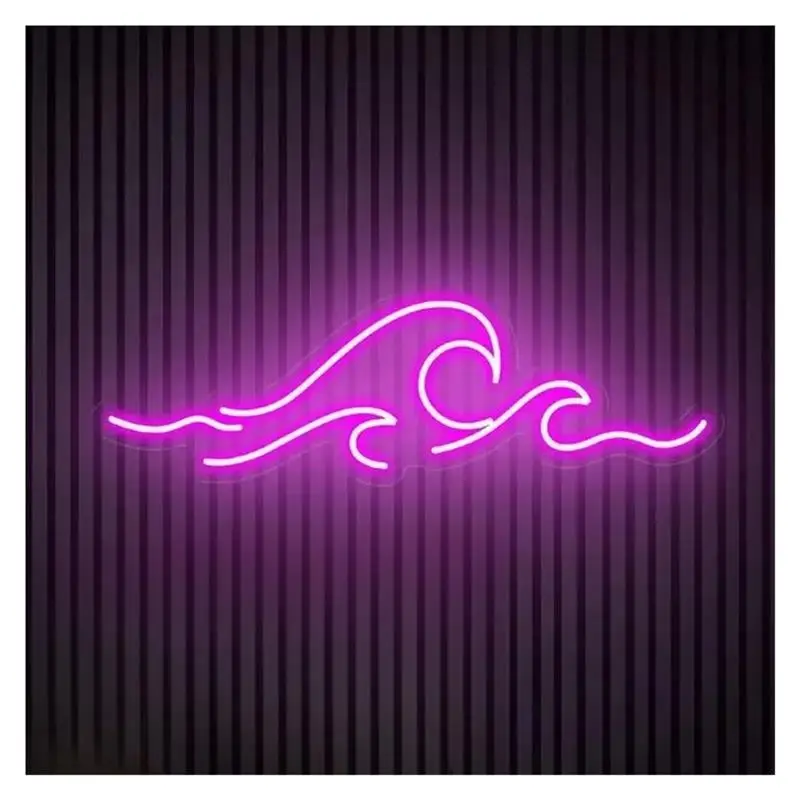 Wave Neon Sign Ocean Light Dimmable USB Powered For Wedding Birthday Bedroom Sea Bar Club Wall Decor 42cmx15cm