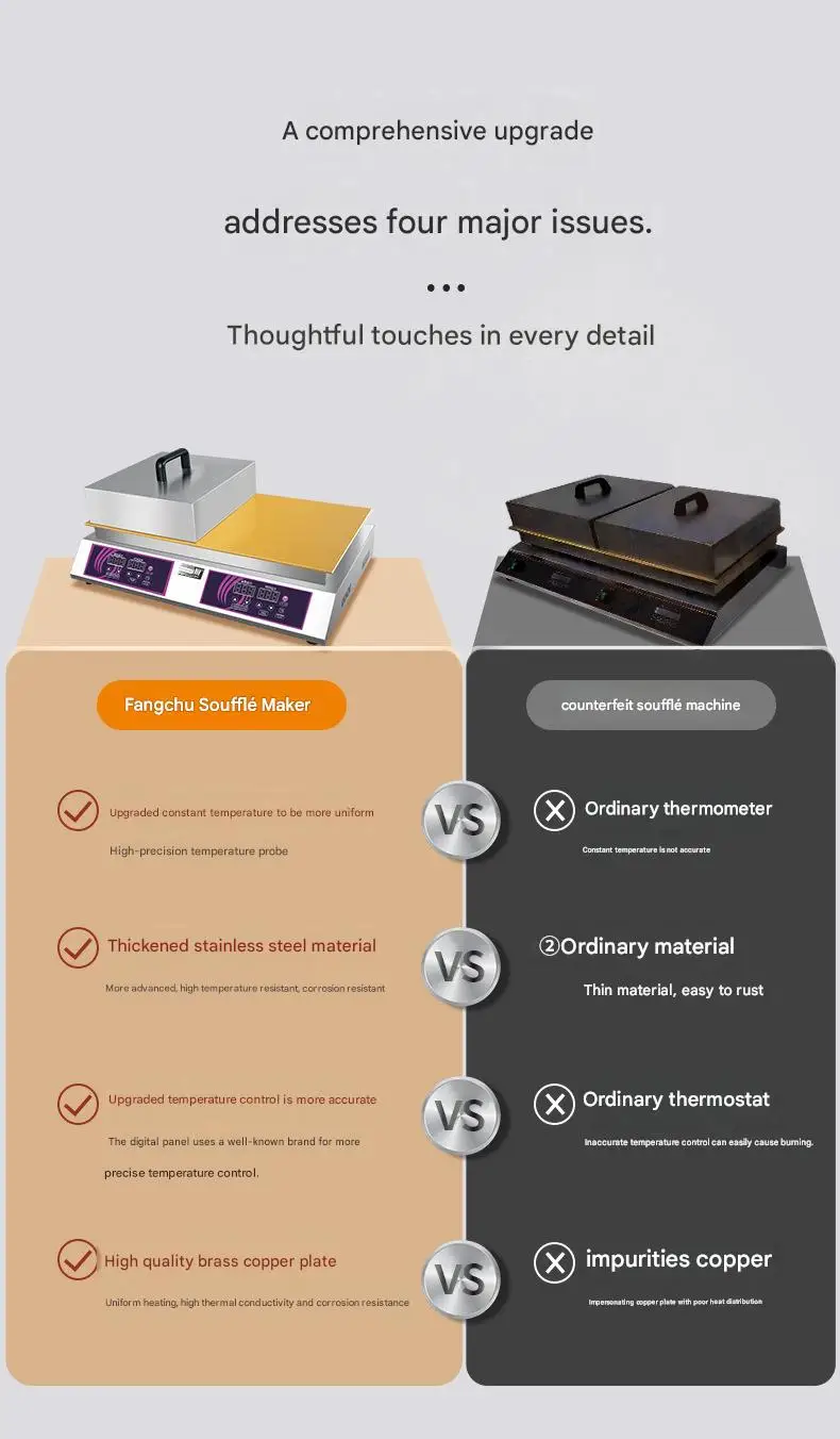 Commercial Double Plates Pancake Souffle Maker 110v 220v Stainless Steel Japanese Cheese Cake Machine for Bakery Shop