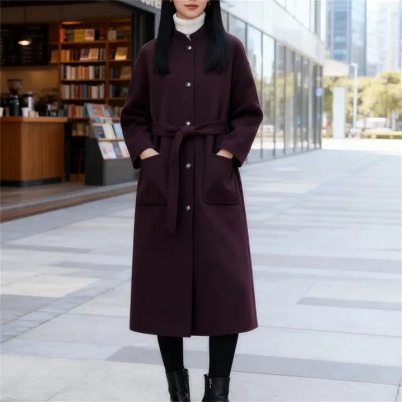2025 Abrigo largo con cinturón de moda de otoño