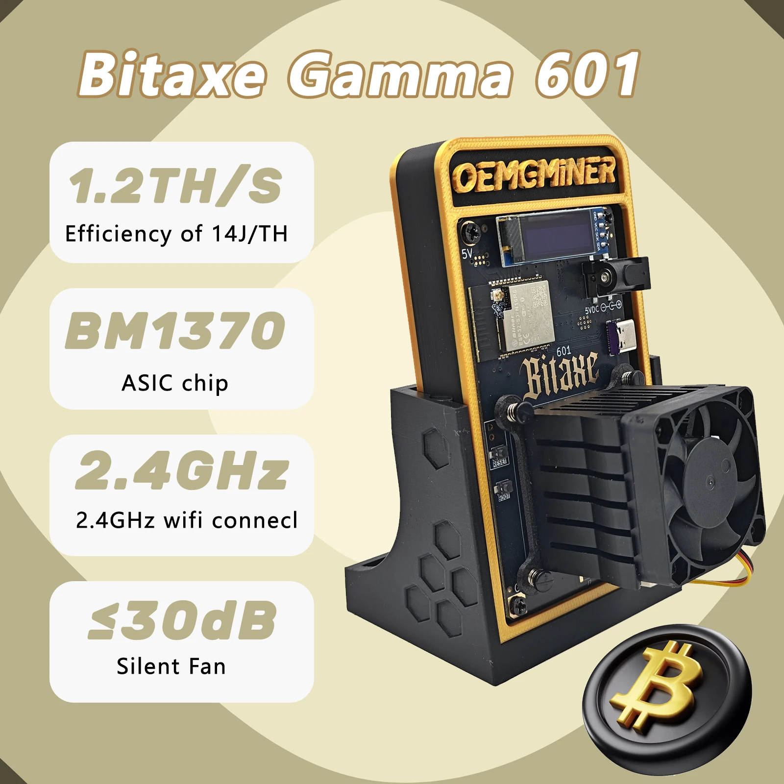 Bitcoins Miner Bitaxe Gamma 601 Antminer S21 Pro WiFi 18W BTC 복권 암호화 Asic Miner의 1.2TH/s 솔로 광부 BM1370 칩