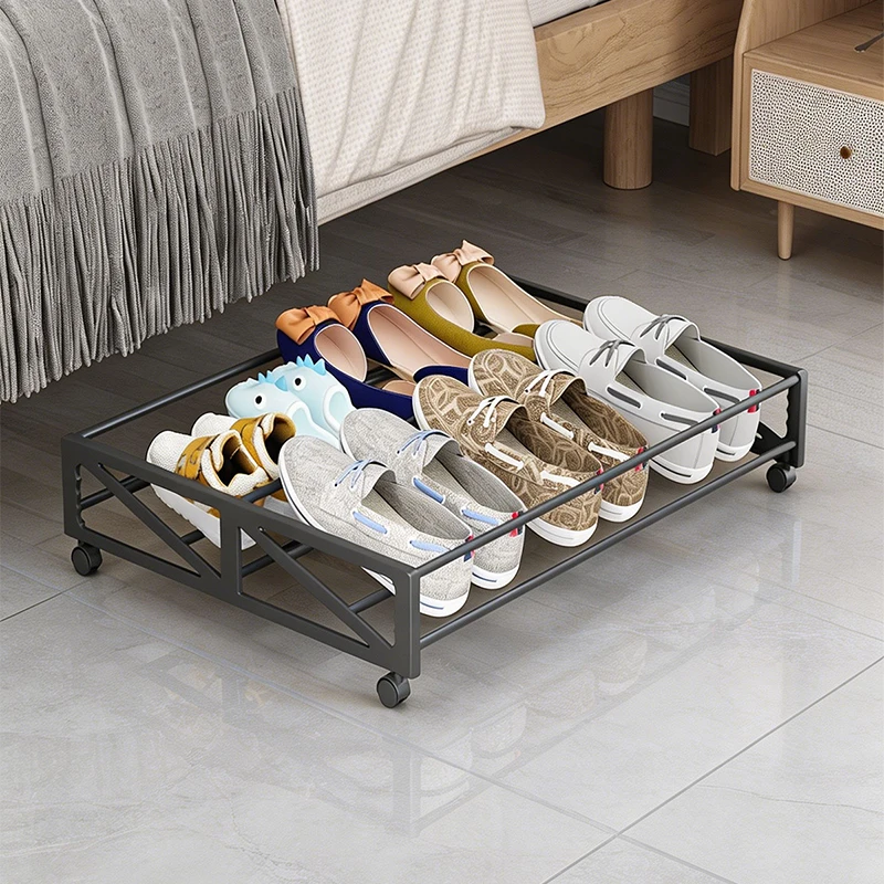 Multifunctional Shoe Box with Wheels, Rectangular Shoe Box/Shoe Storage Rack, Suitable for Under-Bed Storage, Under-Desk, Under-Sofa, Under-Closet, Hidden Shoe Storage for Home, Living Room, Bedroom - view 2