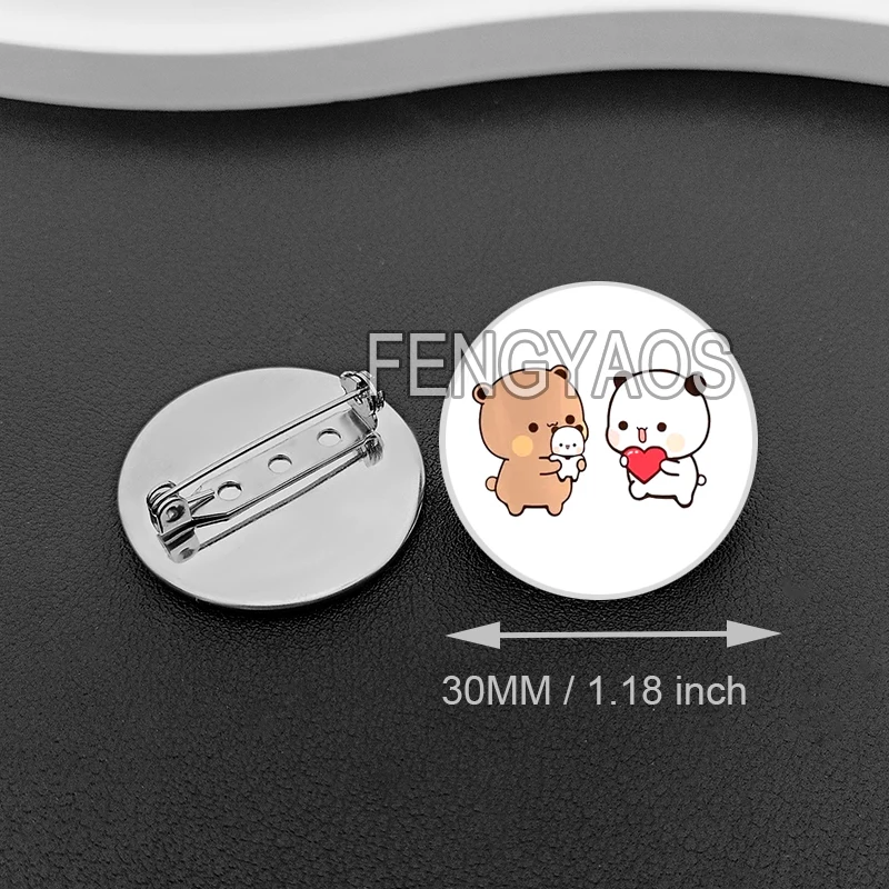 Stainless Steel Cute Panda and Bear Bubu Dudu Pin Lovely Cratoon Animal Brooches Shirt Lapel Bag Badge