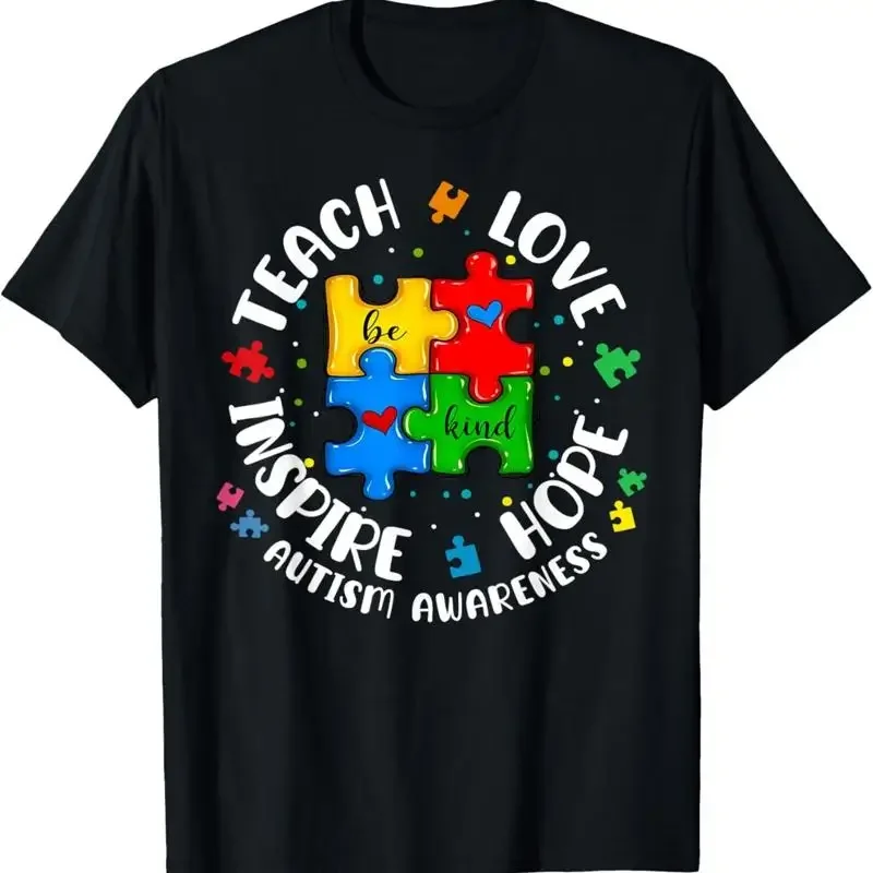 Teach Love Hope Inspire Autism Awareness Be Kind Teacher Kid T Shirt