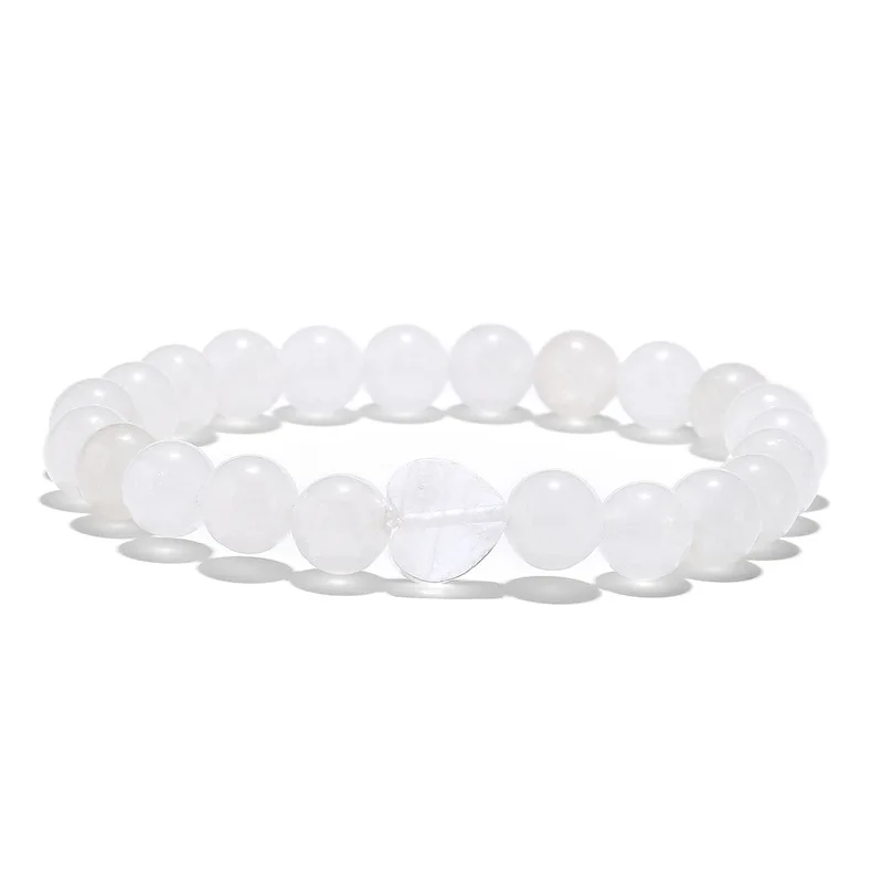 10 مللي متر الكوارتز القلب سحر 8 مللي متر جولة الأحجار الكريمة مطرز سوار شفاء شقرا كريستال تمتد مطاطا الروحية مجوهرات #2