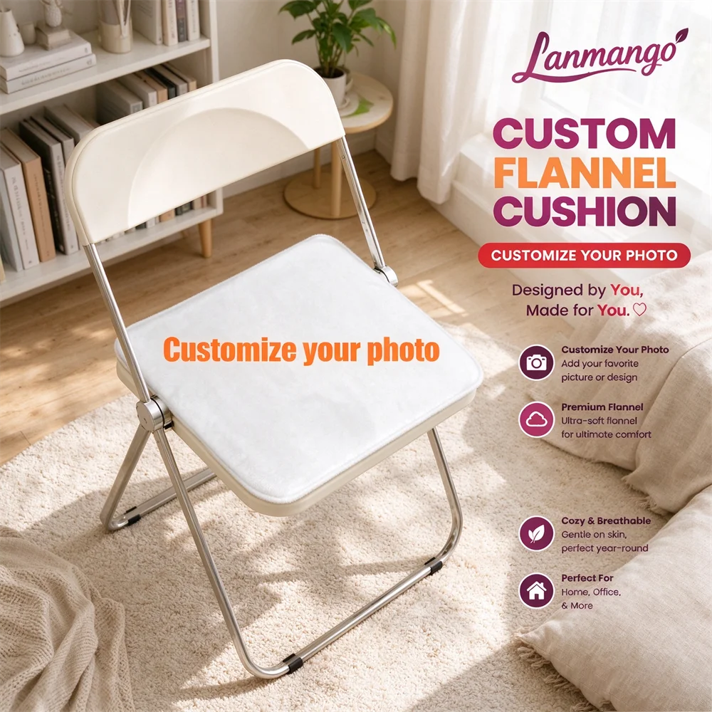 Custom Flannel Chair Cushion, Personalized Image & Text, Unique Pattern Seat Pad, Home Living Room Office Decor Gift