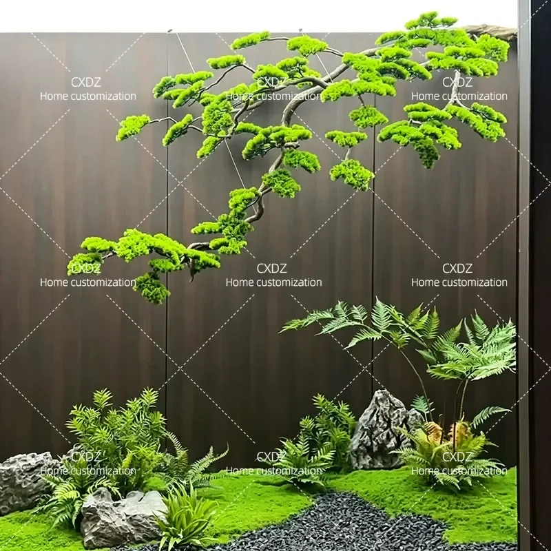 Simulation hanging cliff-type pine branches welcome pine wall hanging side hanging upside down pine tree entrance window