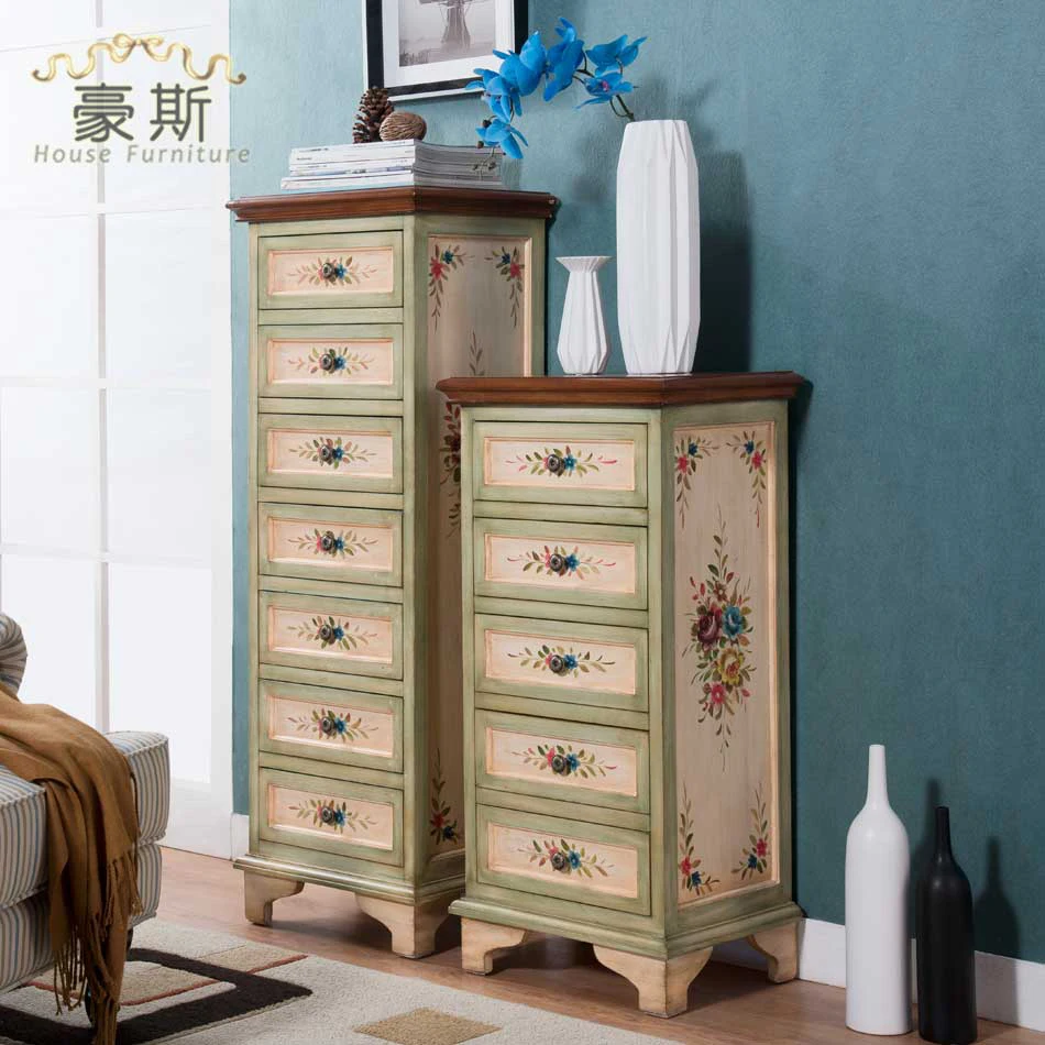 YY Corner Cabinet Antique Distressed Furniture Bedroom Bedside Table American Style Locker