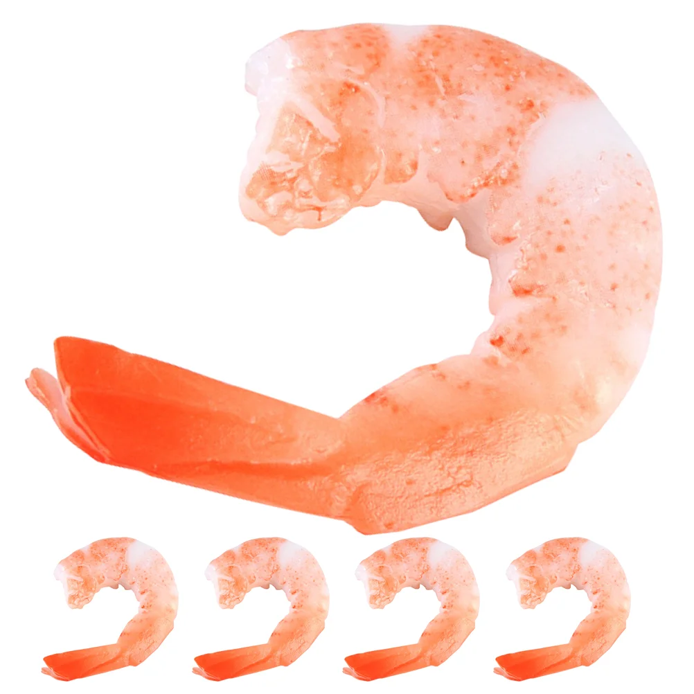 5 Pcs Seafood Imitation Shrimp Realistic Model Fake Simulated Artificial Photo Props Models